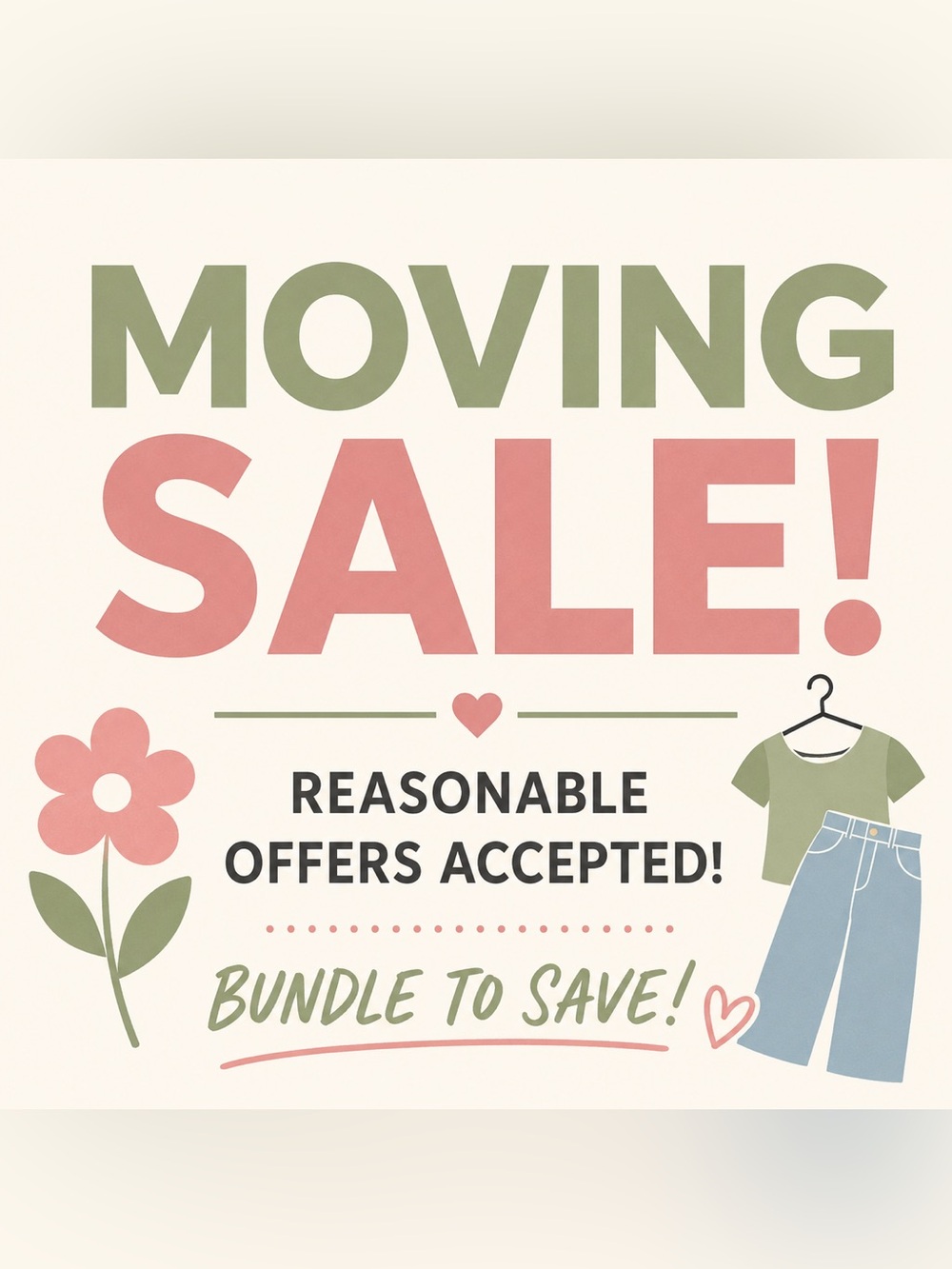 Moving Sale! Reasonable offers accepted!